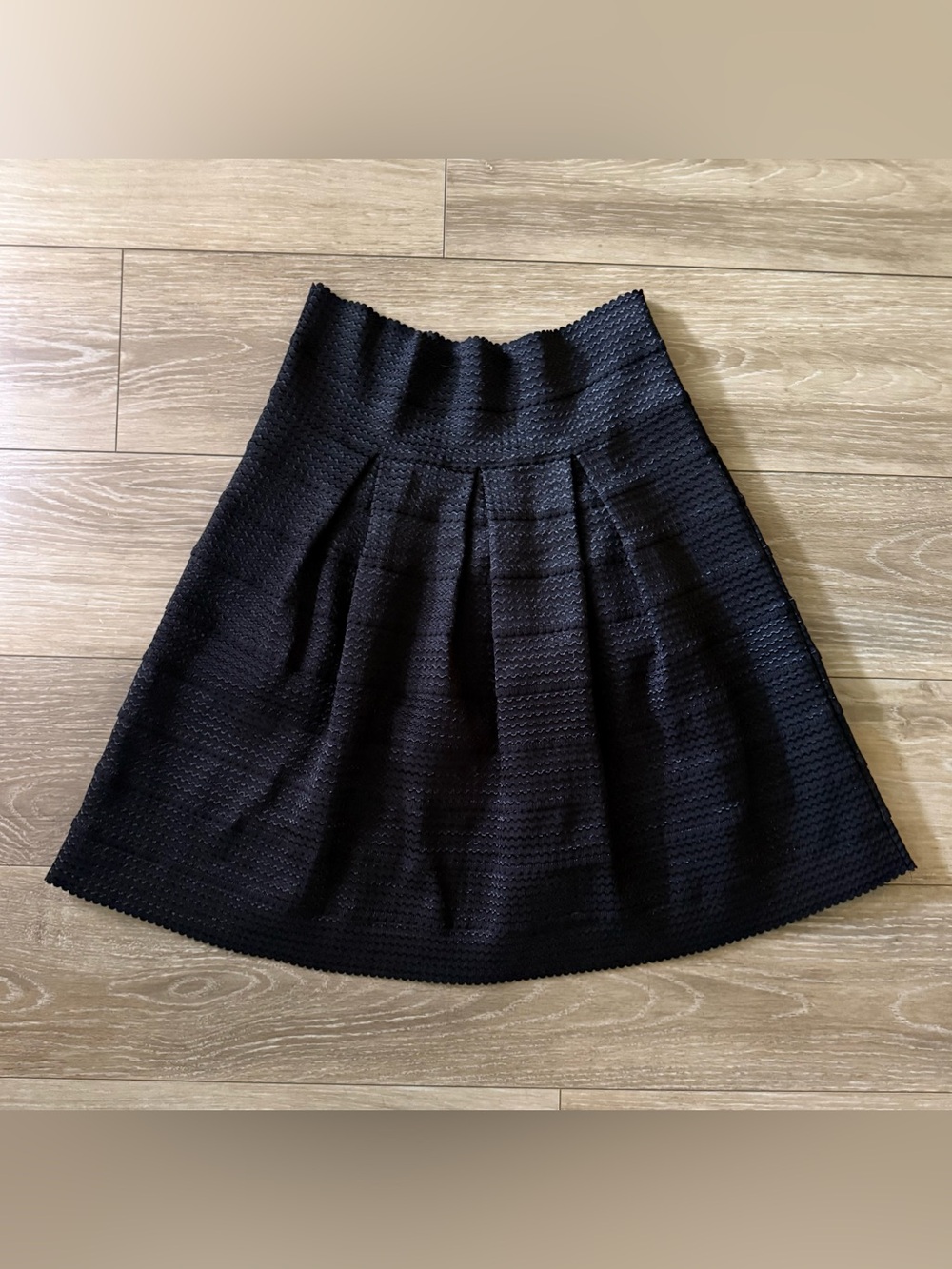 Ann Taylor Black Textured A-Line Skirt